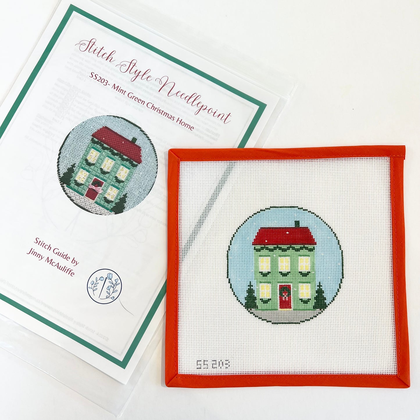 Mint Green Christmas Home - W/Stitch Guide