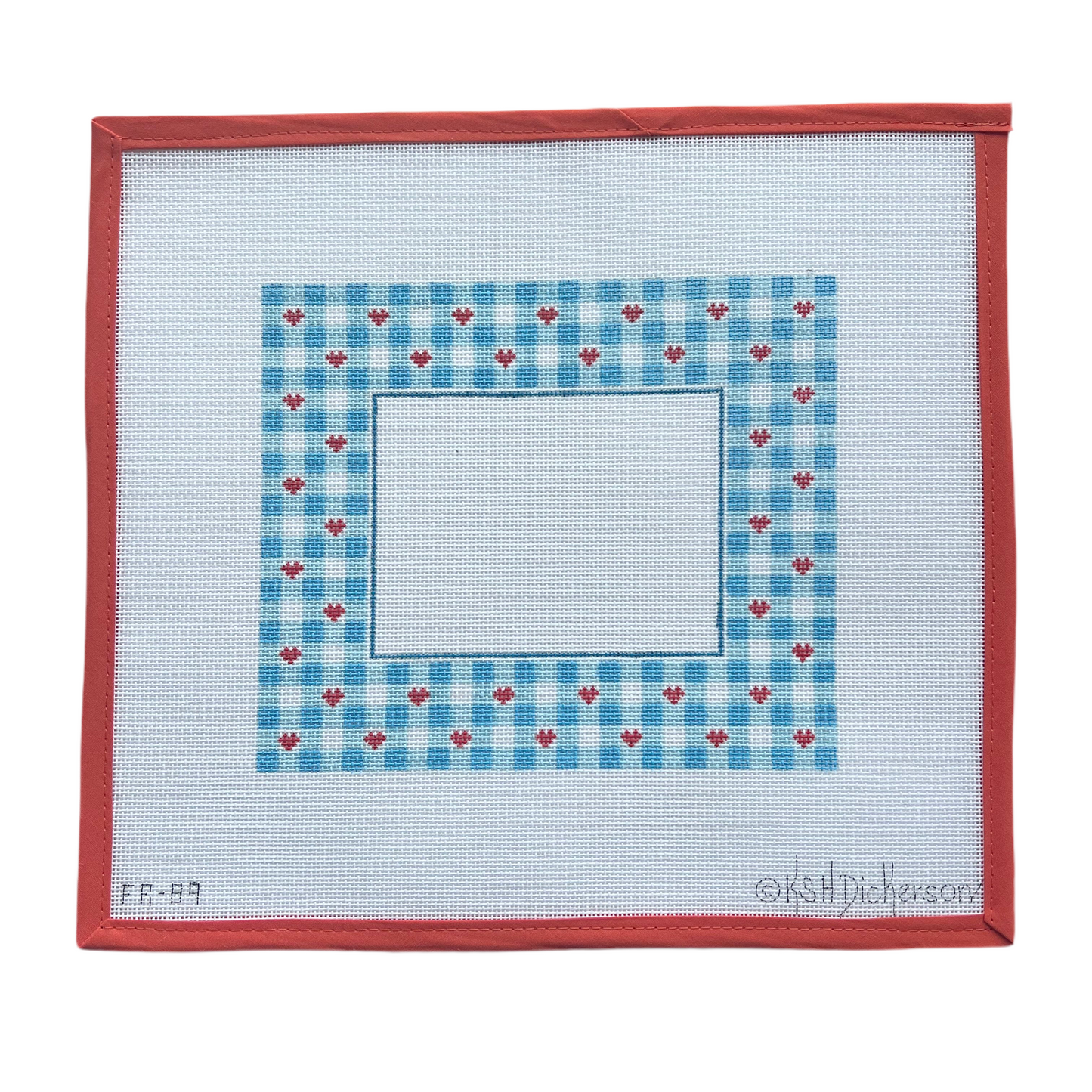 Blue Gingham w/ Red Hearts Frame