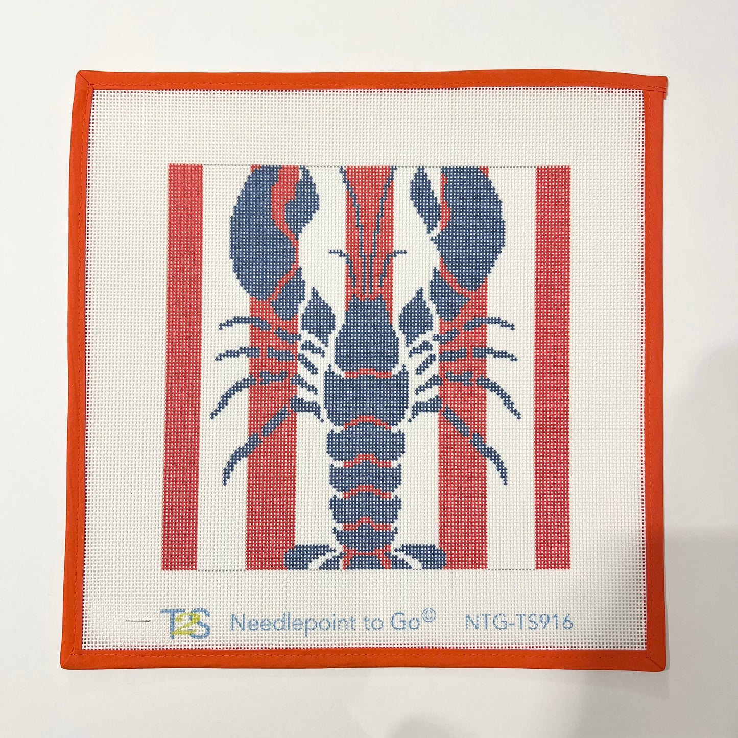 Lobster Stencil on Red Stripes