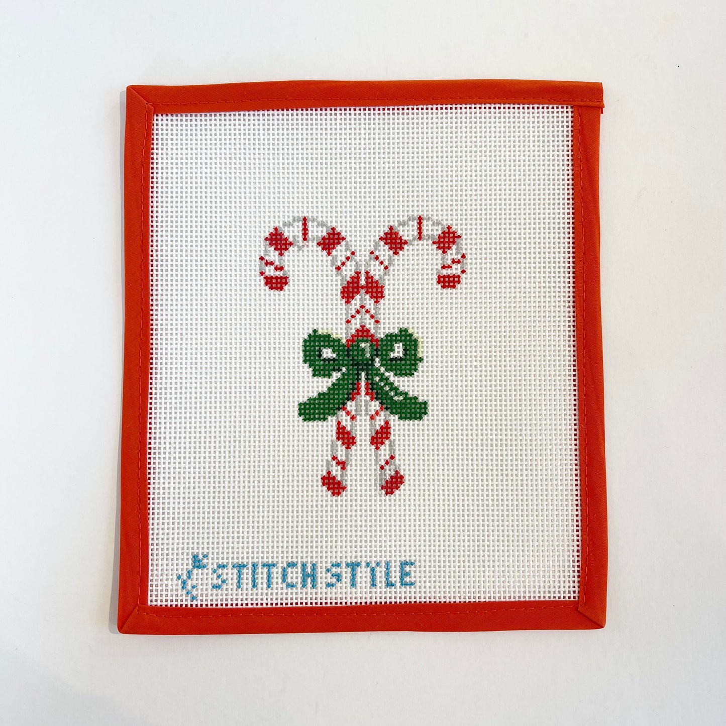 Candy Canes with Green Bow W/Stitch Guide