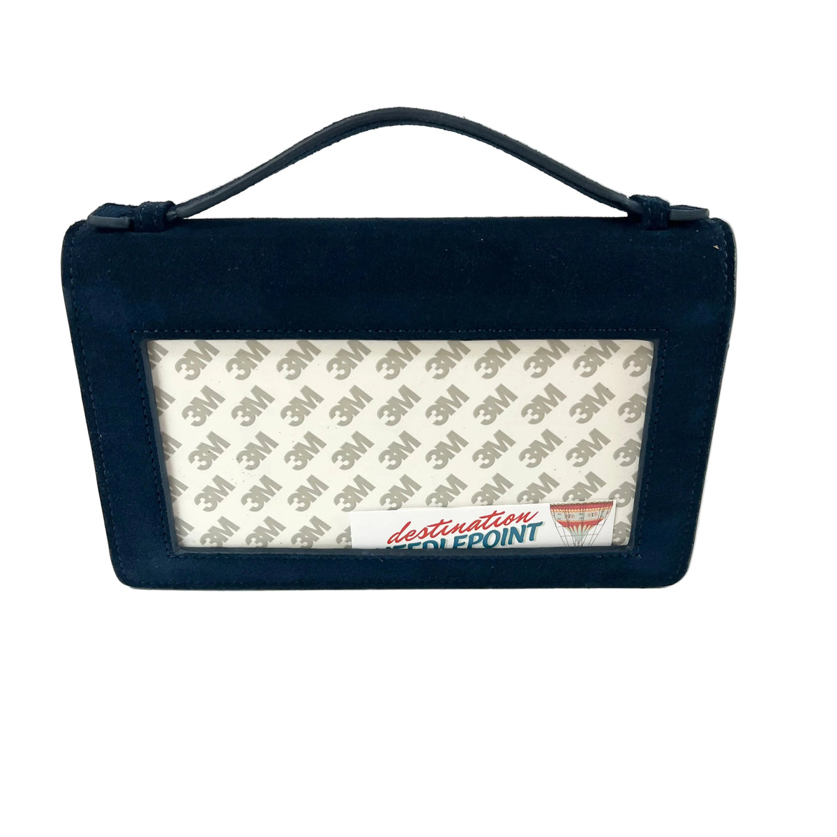 The Everyday Clutch - Navy Suede + Silver Chain