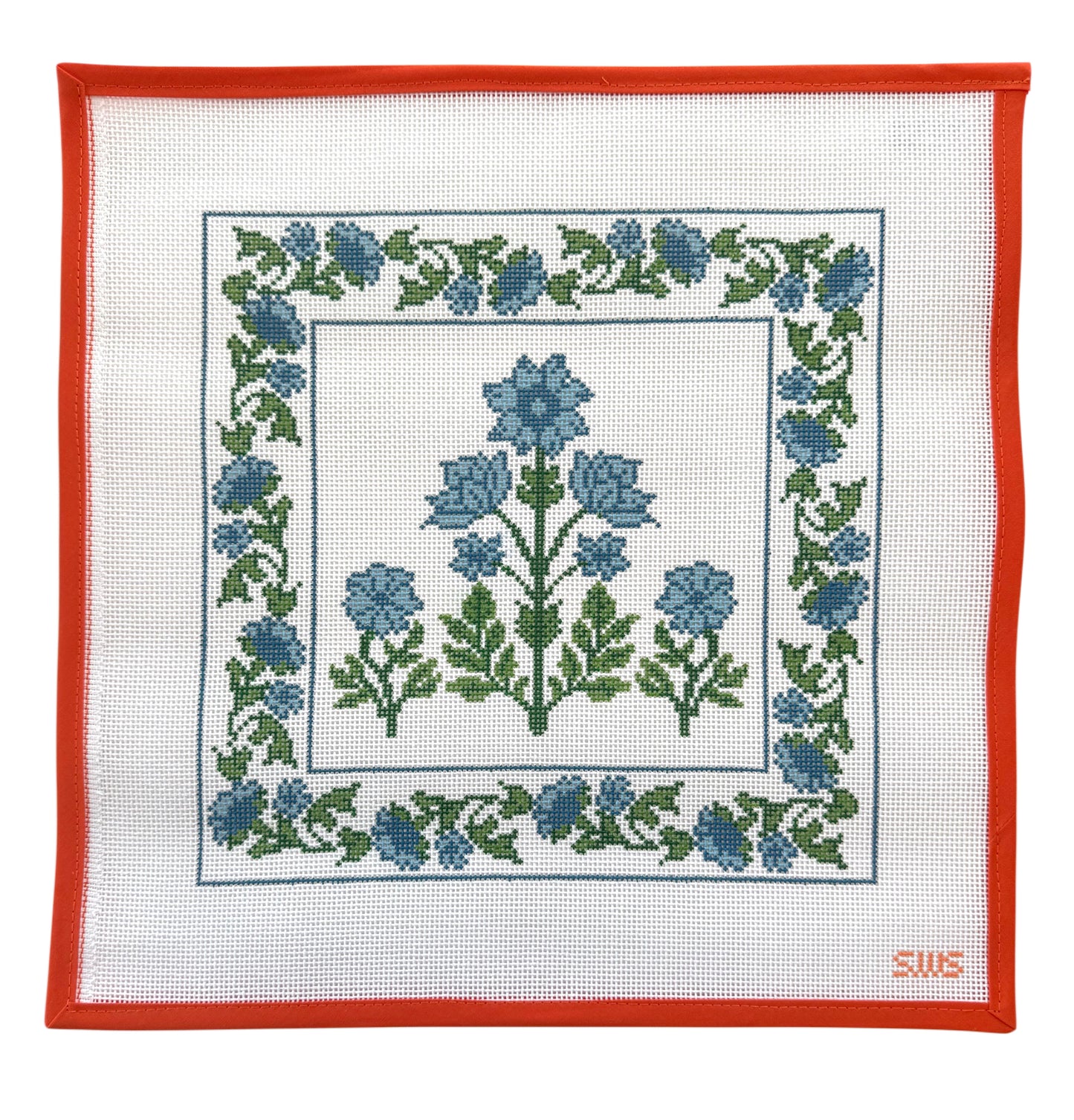 Large Blue Block Print Floral