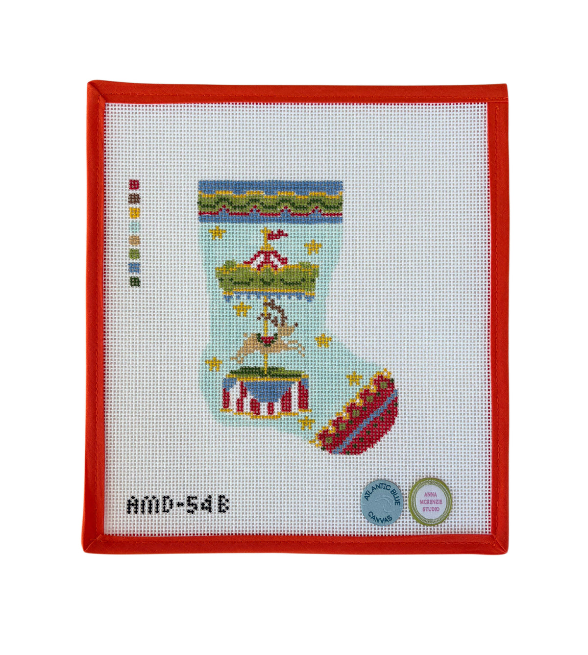 Blue Reindeer Carousel Mini Stocking