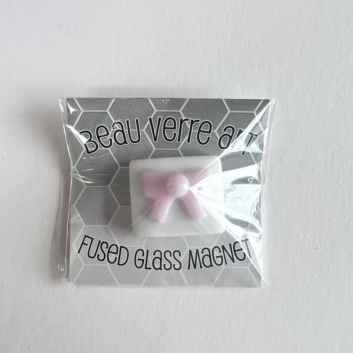 Pink Bow Fused Glass Needle Minder