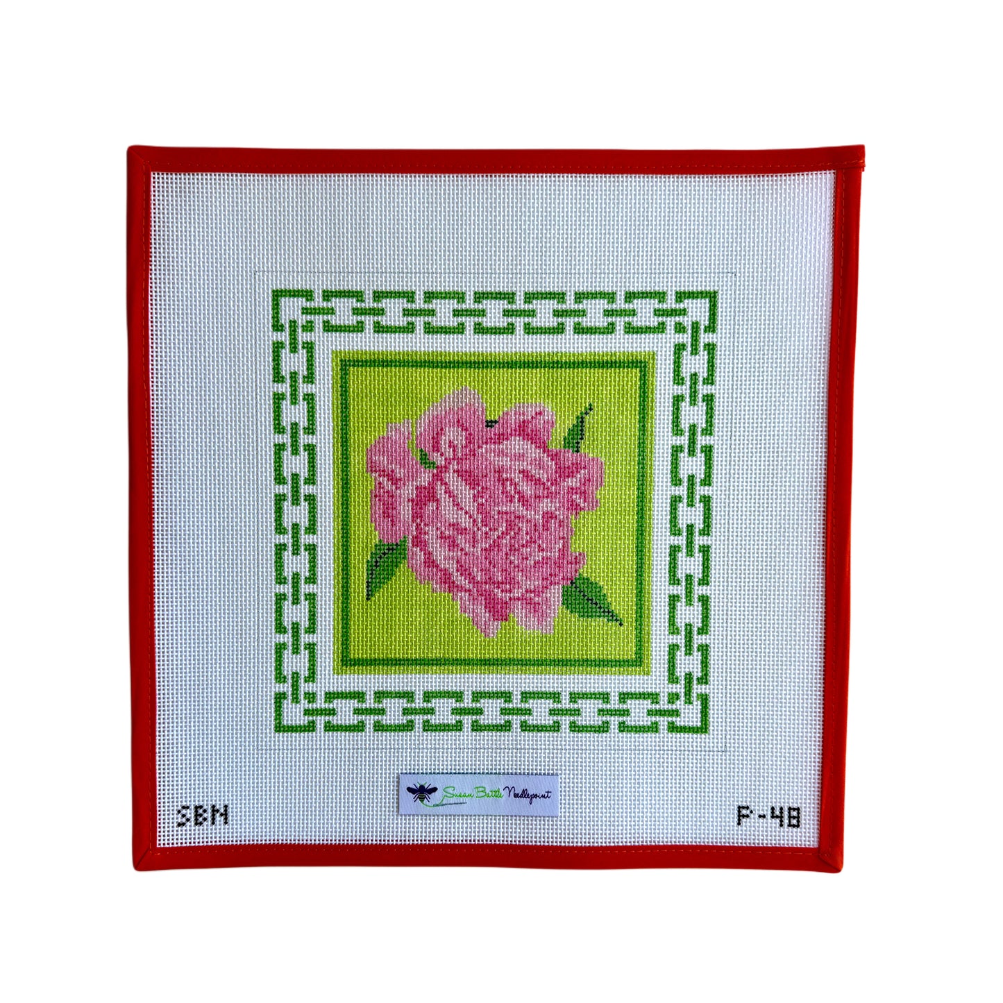 Pink Peony w/ Green Border