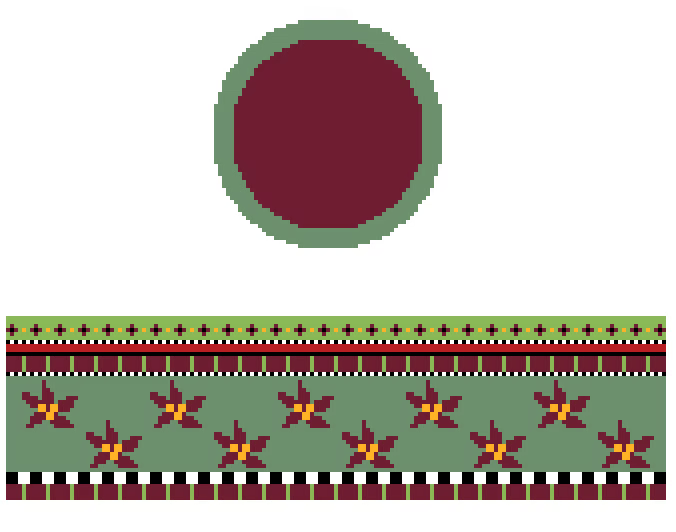 FS-R-58 Floral Green & Burgundy Hinged Box