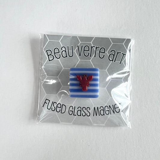 Blue Stripe Lobster Fused Glass Needle Minder