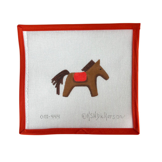 Hermes Horse w/ Saddle - Browns and Orange