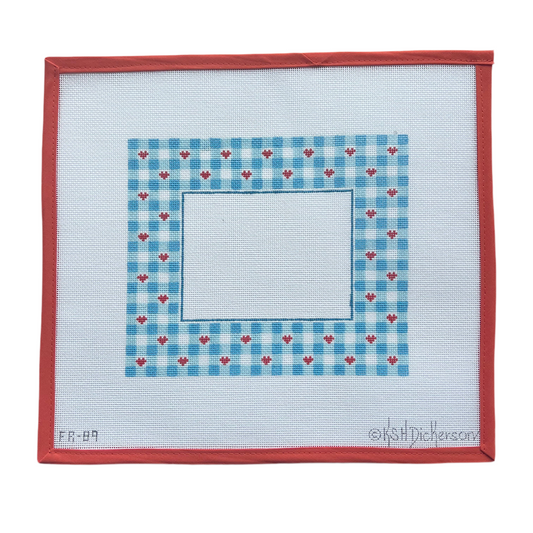 Blue Gingham w/ Red Hearts Frame