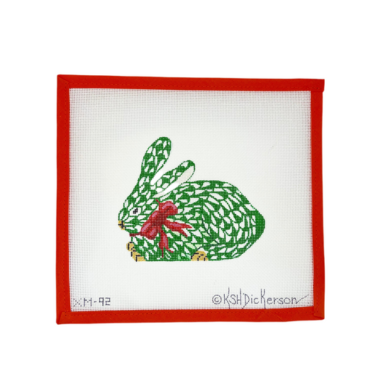 Herend Bunny Seated - Green w/ Bow