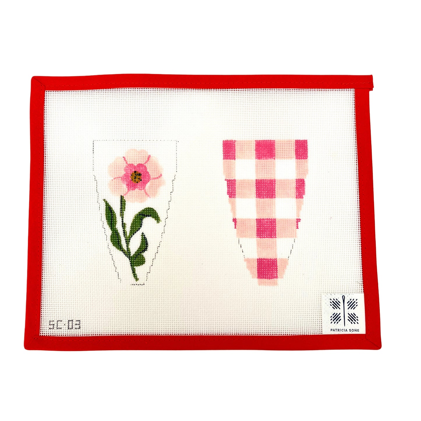 Pink Gingham Flower Scissors Case