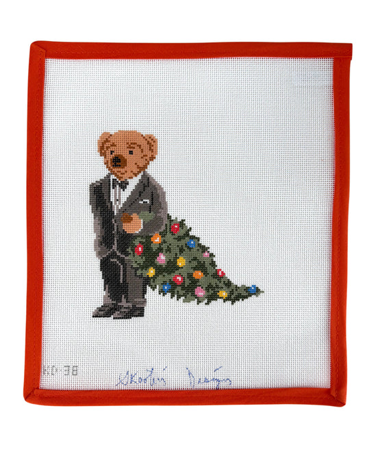 Tuxedo Bear Dragging Tree