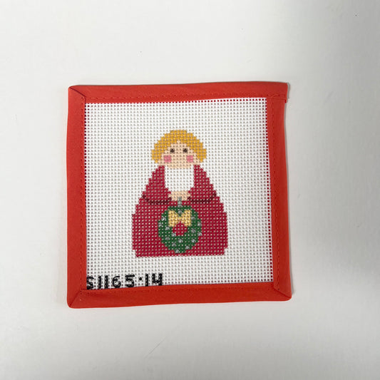 Red Angel with Green Wreath