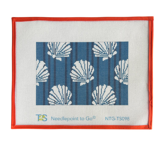 Shells & Stripes Clutch - Navy