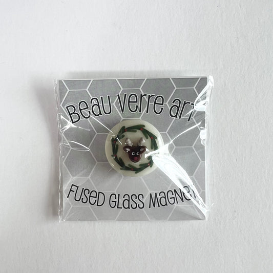 Reindeer Fused Glass Needle Minder