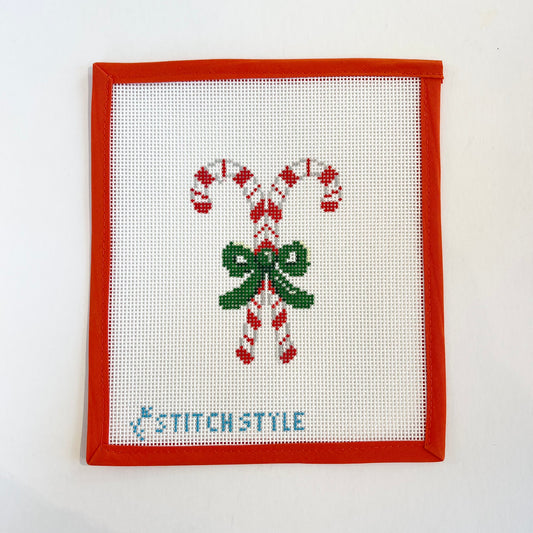 Candy Canes with Green Bow W/Stitch Guide
