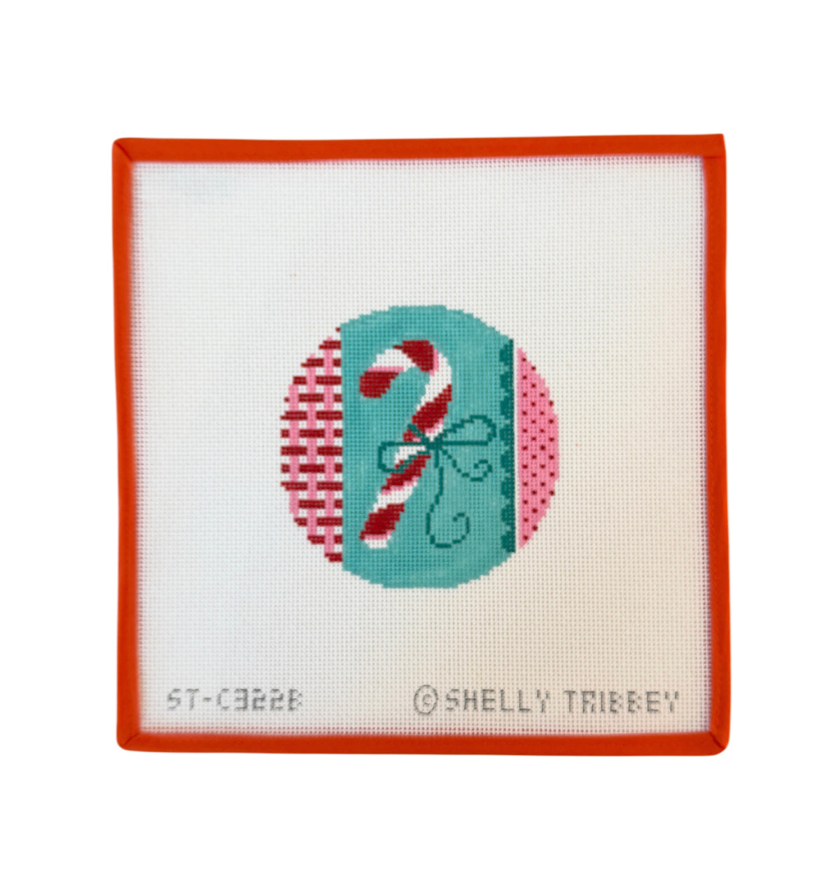 Ribboned Candy Cane Round - C322B