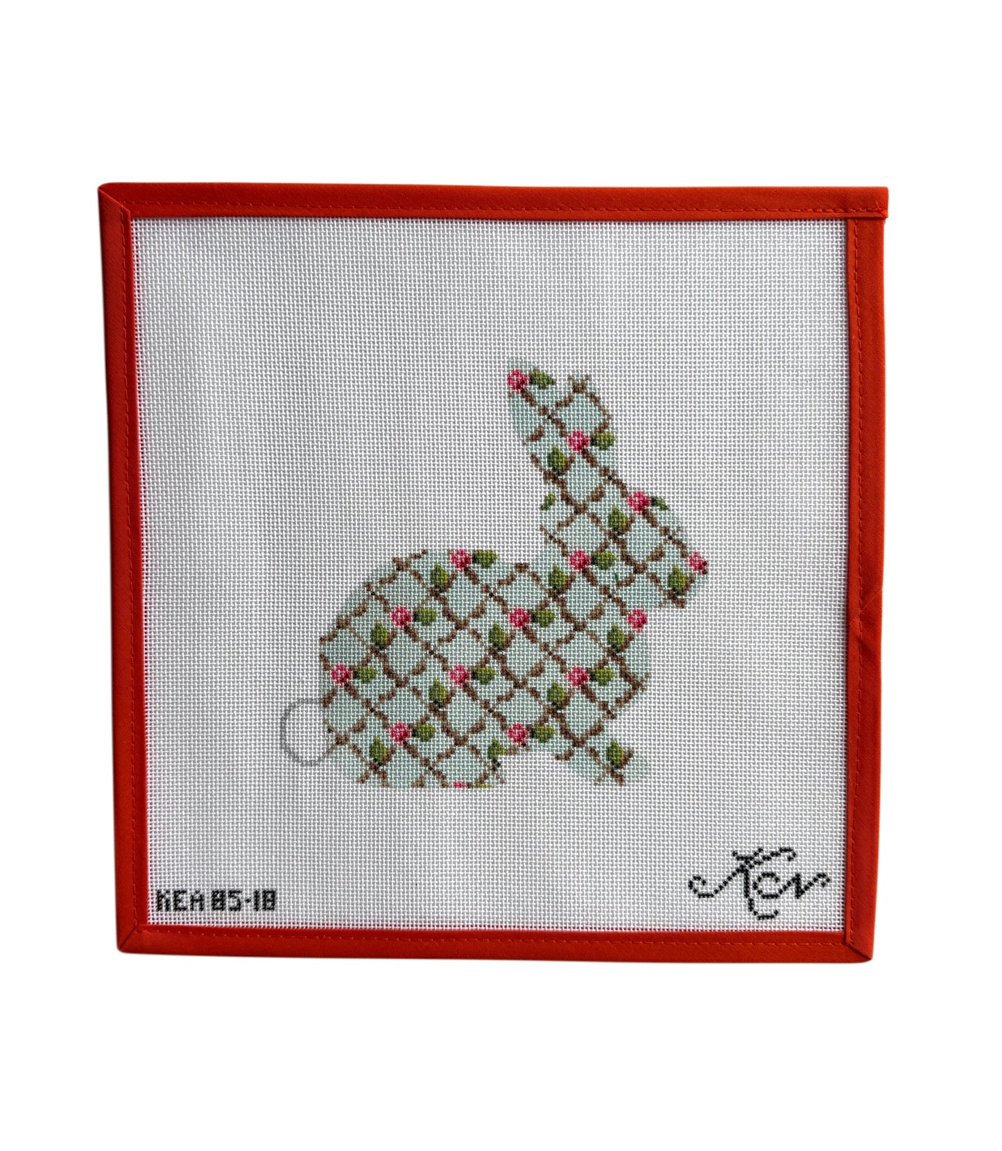 Aqua Hare with Rose Trellis Pattern
