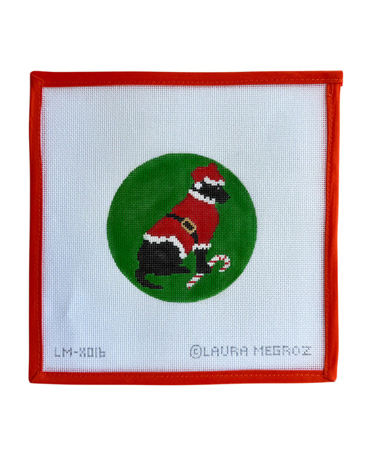 Black Lab Santa Ornament