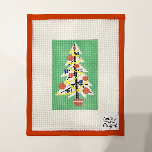 Turquoise Mid-Century Christmas Tree Canvas