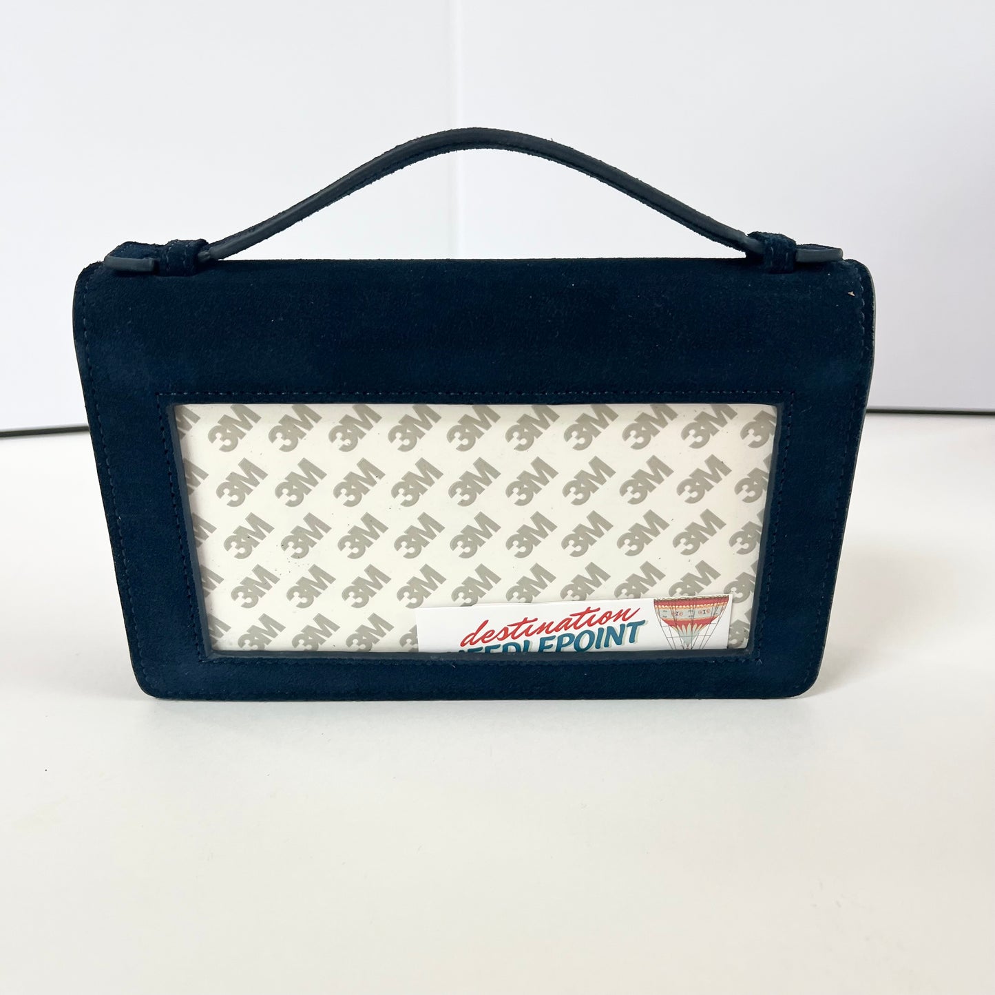 The Everyday Clutch - Navy Suede + Silver Chain