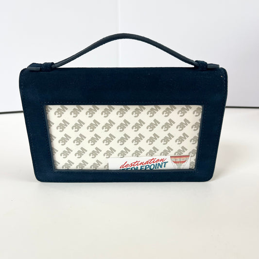 The Everyday Clutch - Navy Suede + Silver Chain