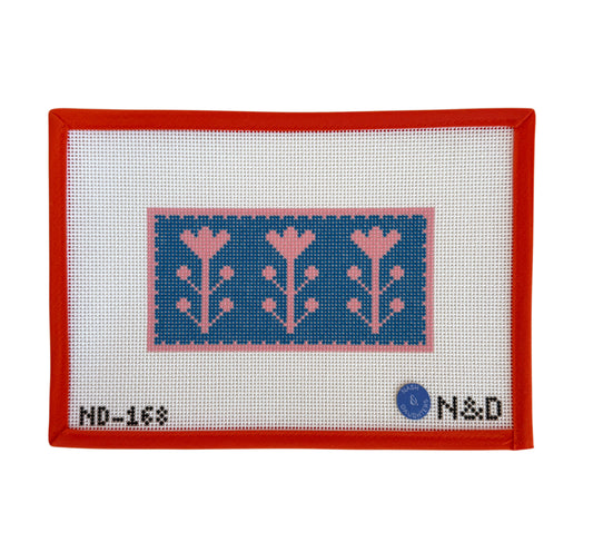 Navy & Pink Block Print Flower B - Clutch Insert