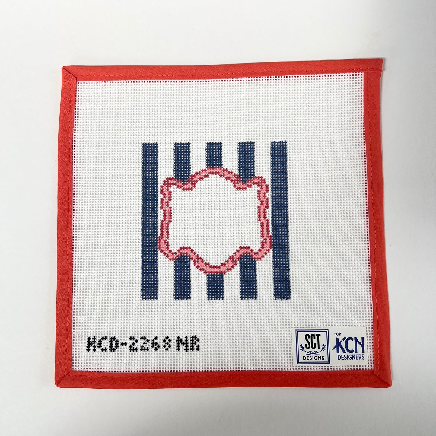 Monogram Striped Square - Navy/Red
