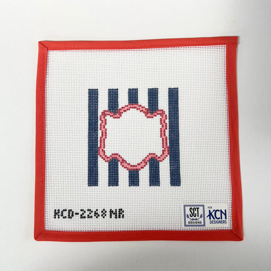 Monogram Striped Square - Navy/Red