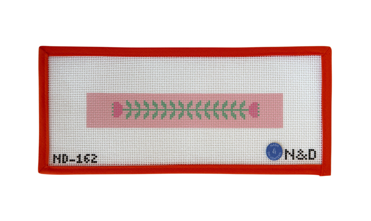 Pink & Green Block Print Flower A - Key Fob