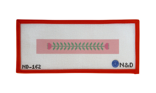 Pink & Green Block Print Flower A - Key Fob