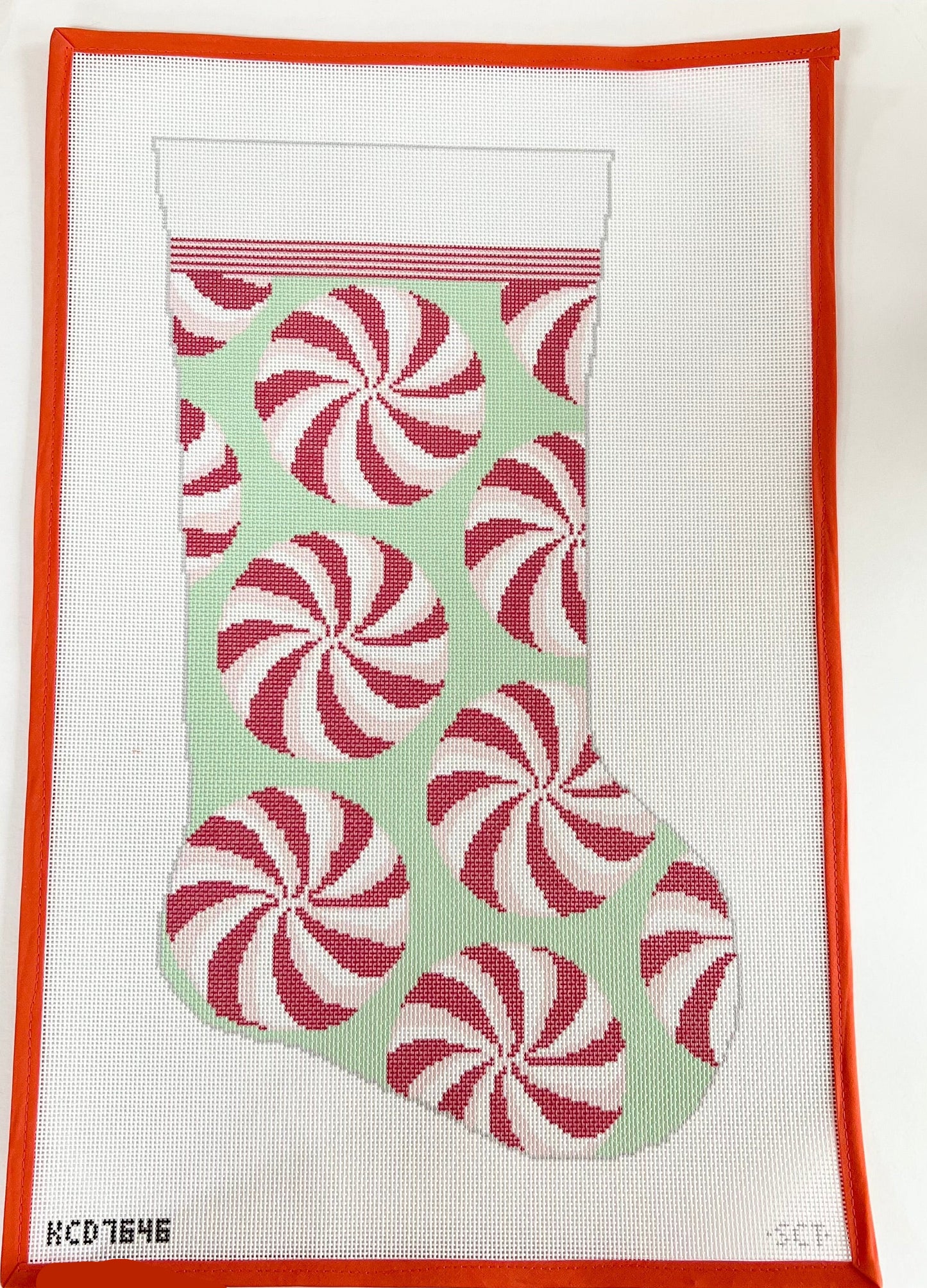 Red and Mint Peppermint Stocking