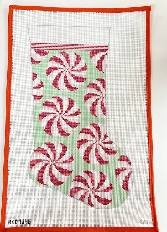Red and Mint Peppermint Stocking