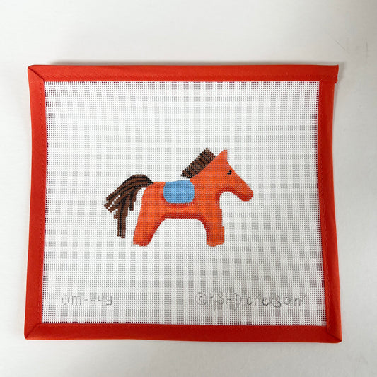Hermes Horse w/ Saddle - Orange, Brown, and Blue