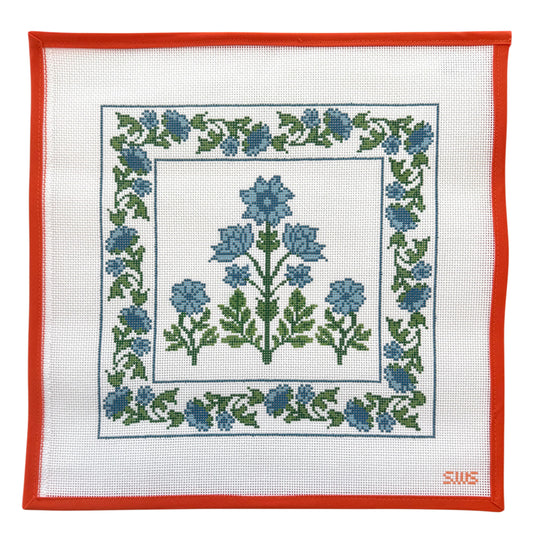 Large Blue Block Print Floral