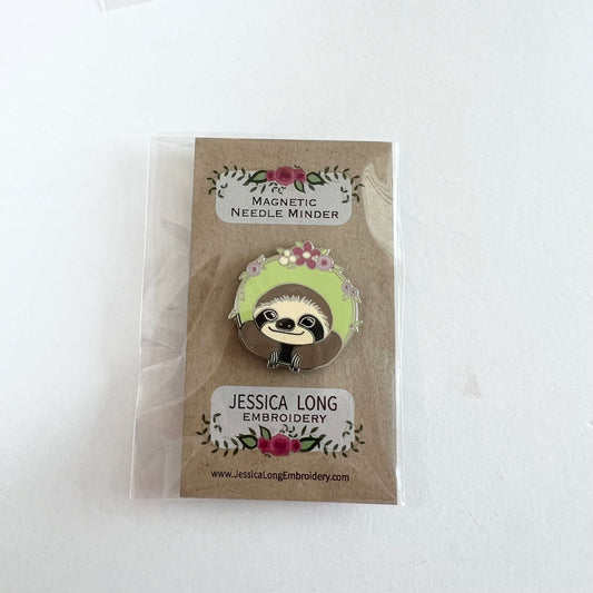 Happy Sloth Enamel Needle Minder