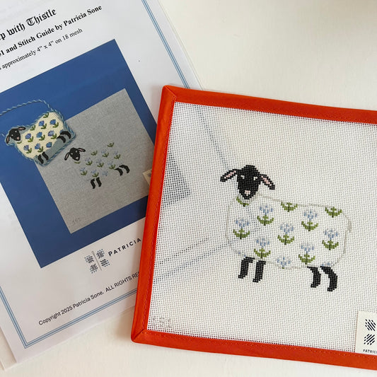 Sheep with Thistle with Stitch Guide