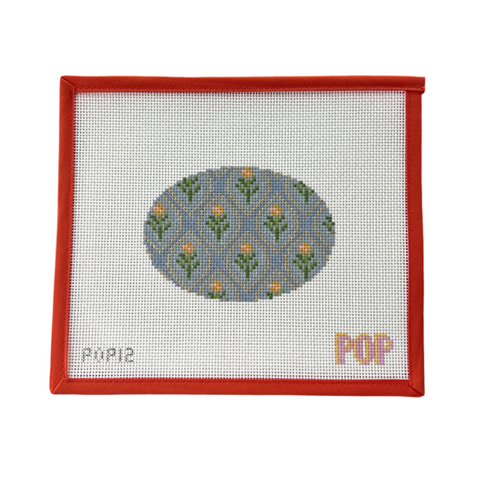 Dove Gray Floral Oval