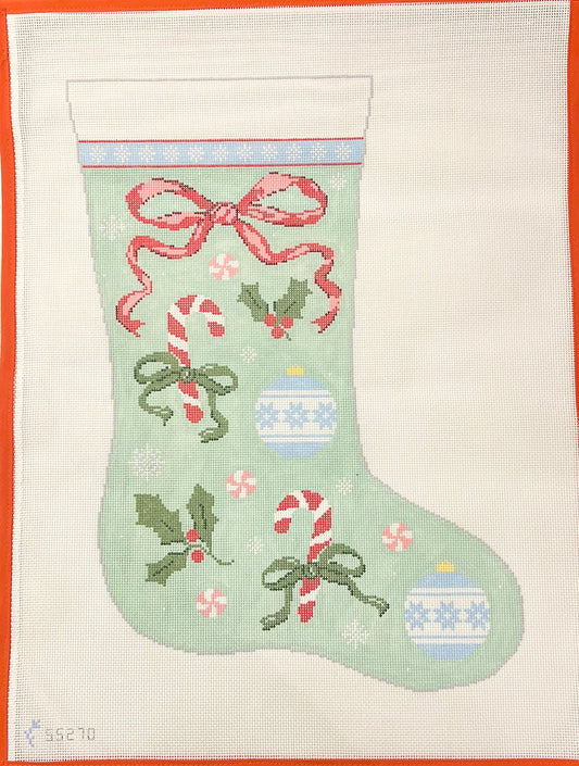 Bow and Candy Cane Stocking