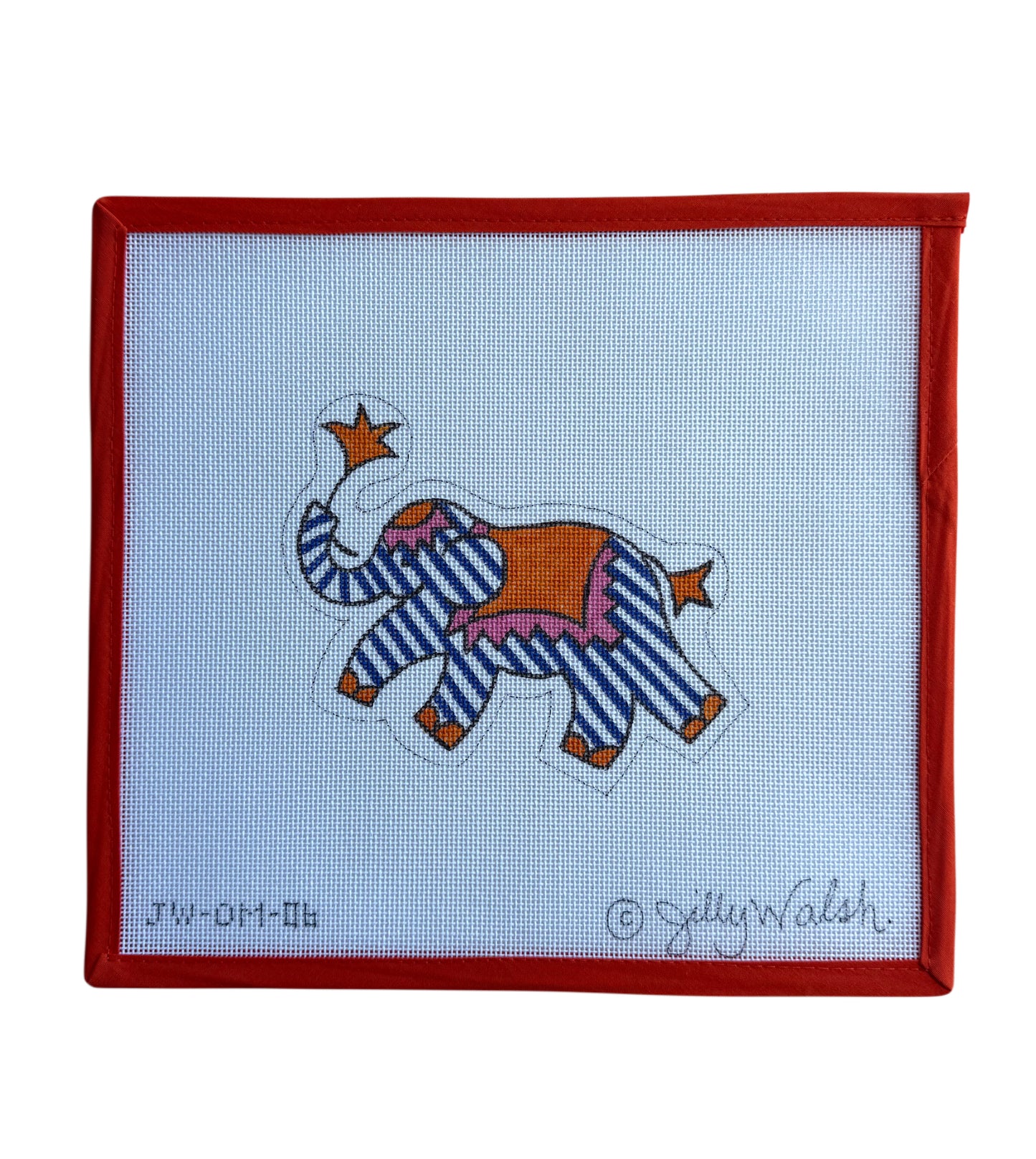 Elephant - Periwinkle Stripes w/ Orange & Pink