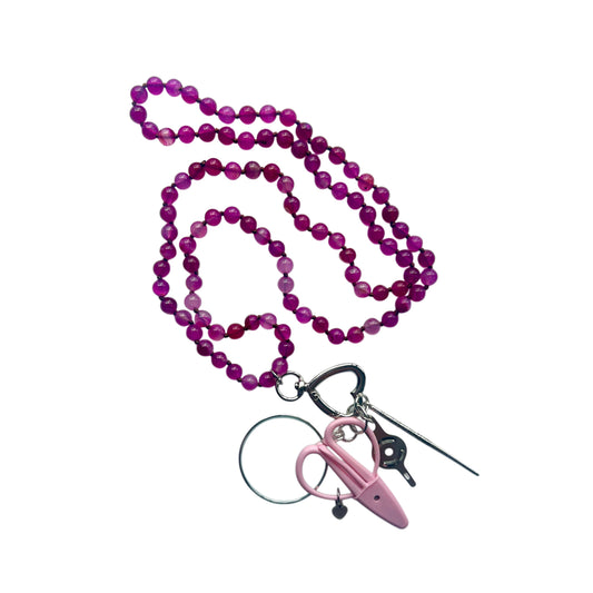 Gemstone Chatelaine - Peonies Pink