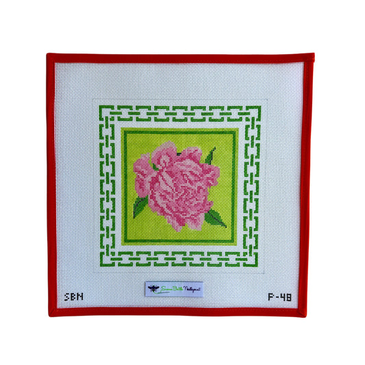 Pink Peony w/ Green Border