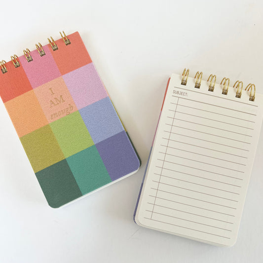 Cloth Covered Notepad - Rainbow Check