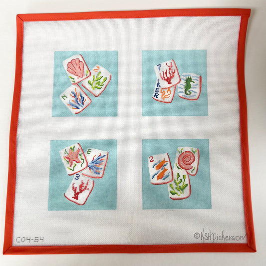 Mahjong Tiles Coasters - Coral Reef Theme