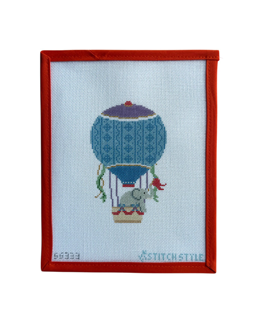 Blue and Purple Hot Air Balloon with Elephant