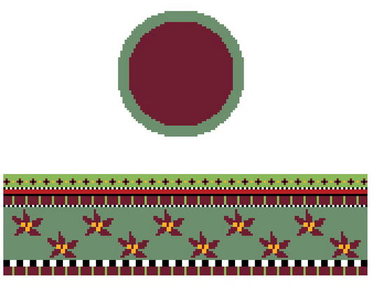 FS-R-58 Floral Green & Burgundy Hinged Box
