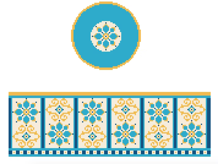 FS-R-34D Blue & Gold Floral Hinged Box